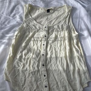 Off White Button Up Loose Tank